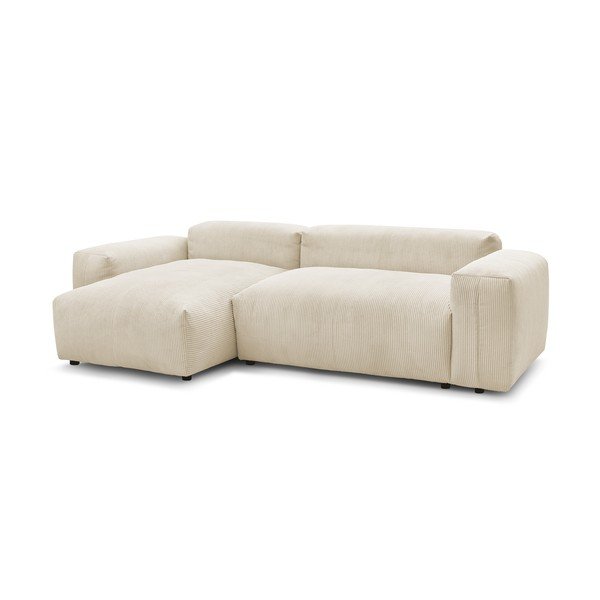 Divano angolare in velluto a coste beige (angolo sinistro) Lafayette - Bobochic Paris-image-2