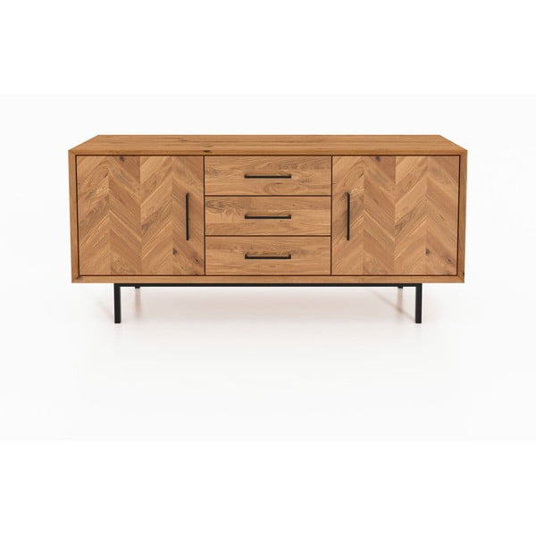 Cassettiera bassa in legno di quercia in colore naturale 144x65 cm Abies - The Beds
