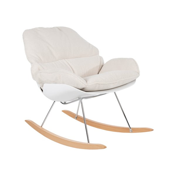 Sedia a dondolo crema in tessuto bouclé Rocky - White Label