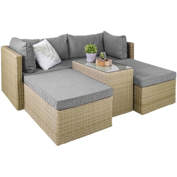 Set di mobili da giardino beige/marrone chiaro in rattan artificiale Modular – Unique Furniture-image-1