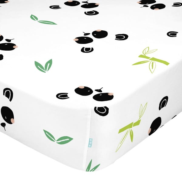 Lenzuolo di cotone per bambini Panda, 90 x 200 cm Panda Garden - Moshi Moshi