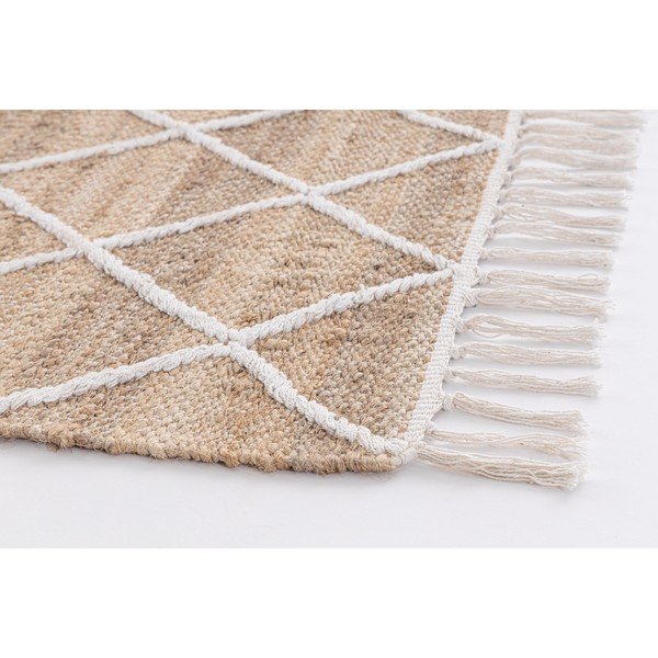 Tappeto bianco/di colore naturale in iuta tessuto a mano 60x90 cm Shaila – Bizzotto-image-1