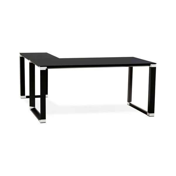 Scrivania angolare nera con piano in vetro Warner - Kokoon-image-3