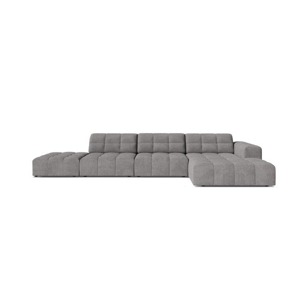 Divano angolare grigio (con penisola a destra/con chaise lounge) con rivestimento in ciniglia Chicago – Cosmopolitan Design