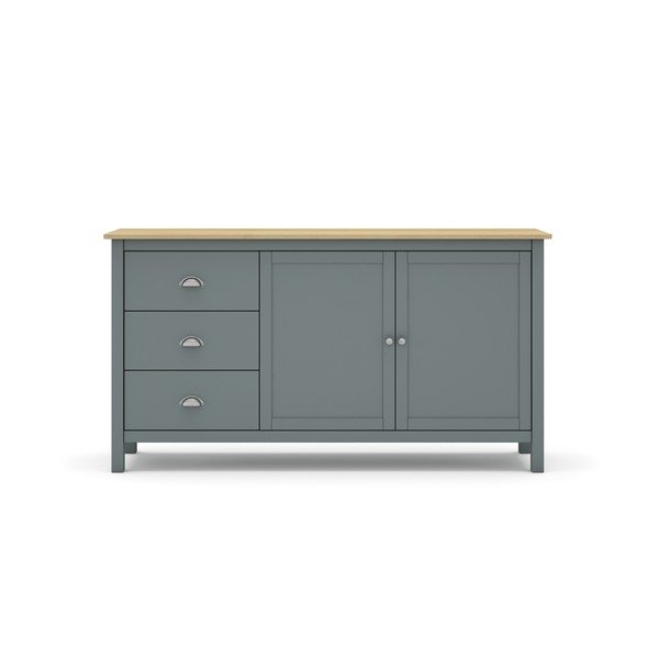 Cassettiera verde polveroso in pino massiccio 150x80x40 cm Misti – Marckeric