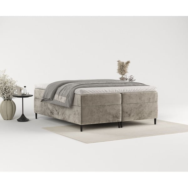 Letto boxspring marrone chiaro con contenitore 140x200 cm Araya - Maison de Rêve-image-3