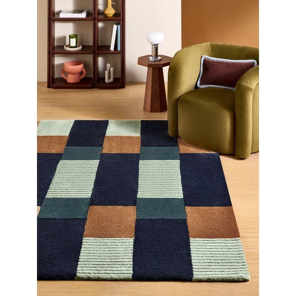 Tappeto blu scuro in fibre riciclate tessuto a mano 200x290 cm Franka – MADE-image-1