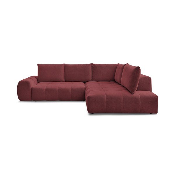 Divano angolare burgundy allungabile e con contenitore (penisola a destra/a L) con rivestimento in ciniglia Everest – Bobochic Paris