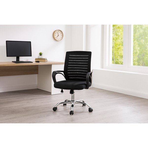 Sedia da ufficio nera in imbottito Evon – Bonami Essentials-image-1