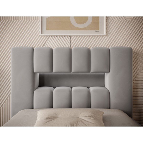 Letto singolo imbottito grigio con contenitore con rete inclusa 90x200 cm Lamica – ELTAP-image-3