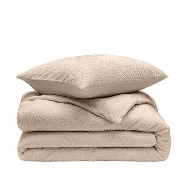 Set copripiumino e federa beige in flanella per letto matrimoniale/per letto esteso 3 pezzi 240x220 cm Flanela – douceur d'intérieur
