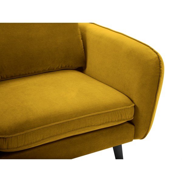 Poltrona in velluto giallo con gambe nere Lento - Kooko Home-image-3