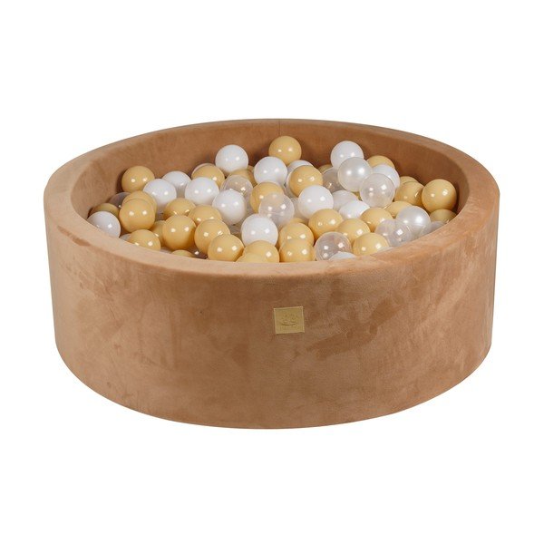 Piscina di palline marrone chiaro in velluto ø 90x30 cm Montessori – Meowbaby