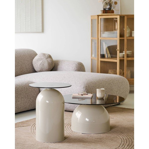 Tavolino rotondo con piano in vetro ø 40 cm Ravello – House Nordic-image-1