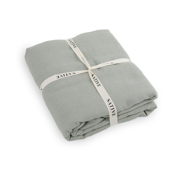 Set copripiumino e federa verde polveroso in lino per letto matrimoniale 200x200 cm Stone – Native Natural-image-3