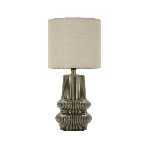 Lampada da tavolo color kaki/color crema in ceramica con paralume in tessuto (altezza totale 41,5 cm) Harmony – Mauro Ferretti