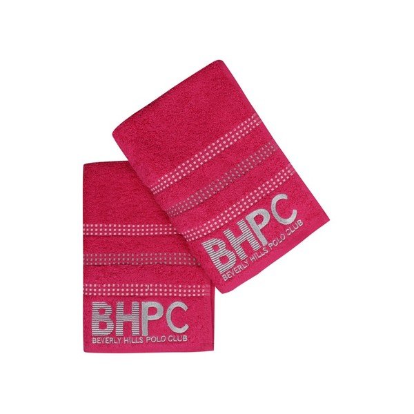 Set di due asciugamani a righe fucsia, 90 x 50 cm Botanik - Beverly Hills Polo Club-image-2