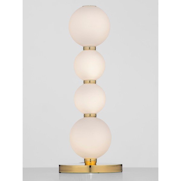 Lampada da tavolo LED bianca/dorata in metallo con paralume in vetro (altezza totale 31 cm) Perla – Nova Luce-image-3