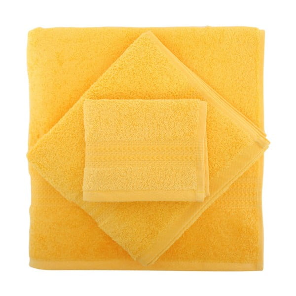 Set di 2 asciugamani e telo da bagno in cotone giallo - Foutastic