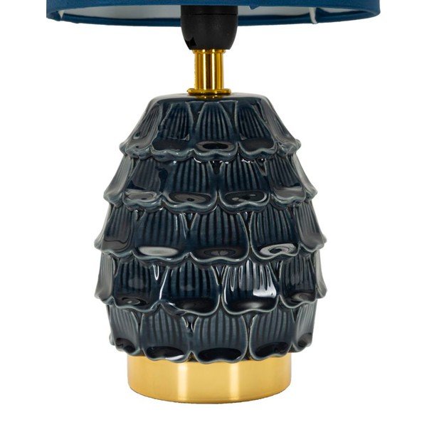 Lampada da tavolo blu in ceramica con paralume in tessuto (altezza totale 30,5 cm) Pigny – Mauro Ferretti-image-2