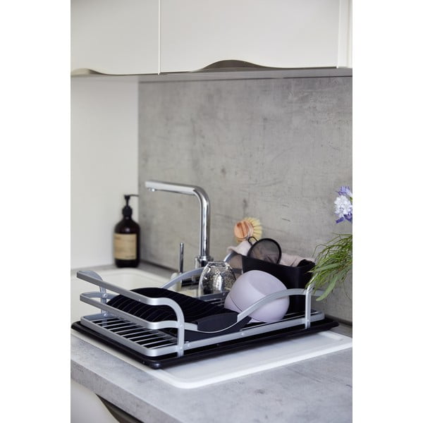 Scolapiatti in alluminio a goccia nera - Wenko-image-3