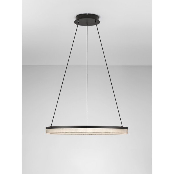 Lampadario LED nero opaco in alluminio con paralume in vetro acrilico con intensità regolabile ø 60 cm Lonela – Nova Luce-image-4