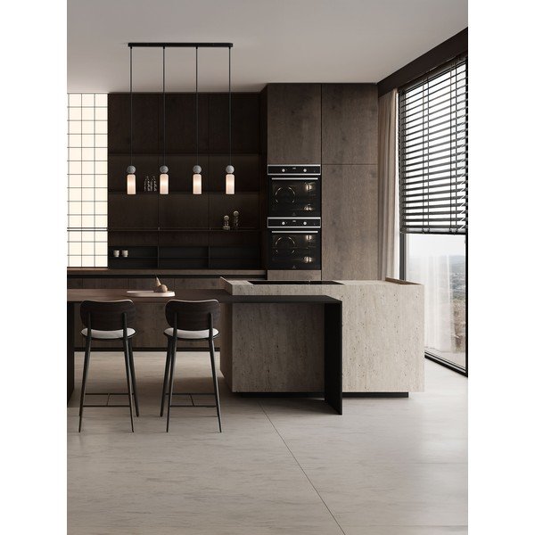 Lampadario nero opaco in pietra con paralume in vetro Filomena – Nova Luce-image-2