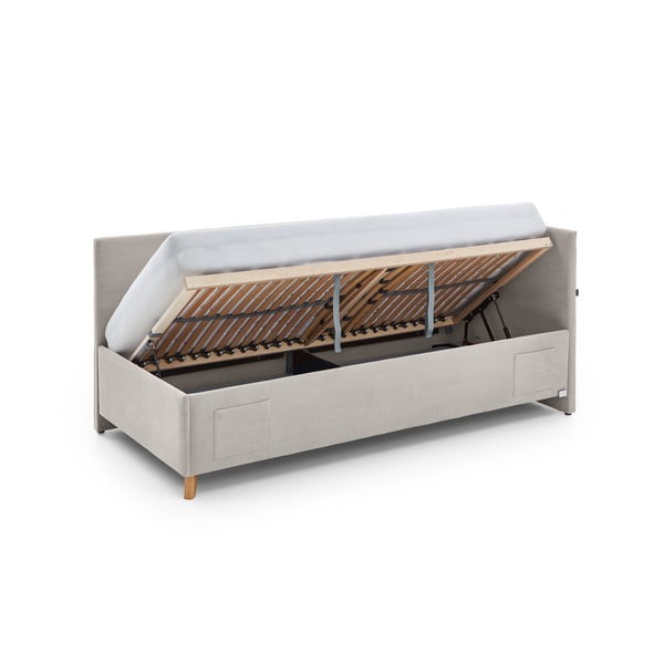 Letto da bambini con sponde beige imbottito con contenitore con rete inclusa 90x200 cm Cool – Meise Möbel-image-2