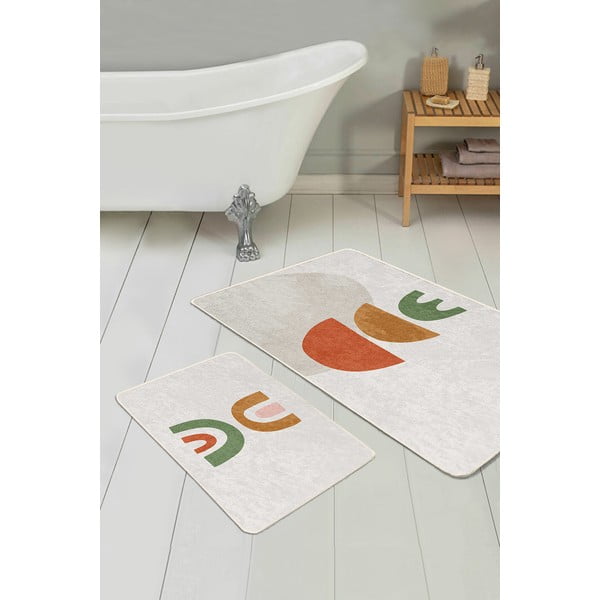 Tappeti da bagno beige in set da 2 100x60 cm - Minimalist Home World-image-2