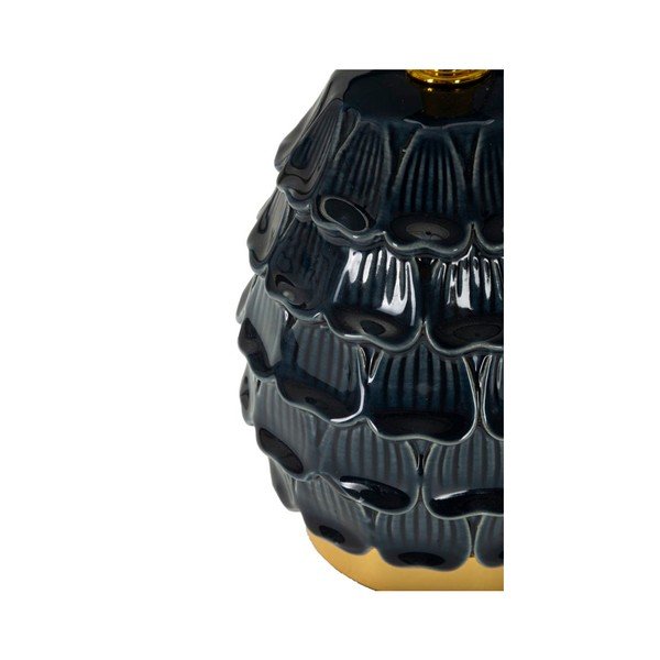 Lampada da tavolo blu in ceramica con paralume in tessuto (altezza totale 30,5 cm) Pigny – Mauro Ferretti-image-3