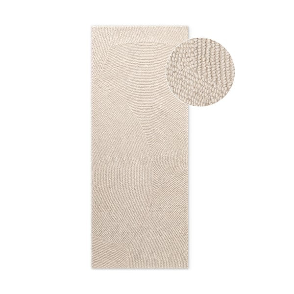 Passatoia colore naturale chiaro in lana tessuta a mano 80x200 cm Eleni Natural White – Hanse Home