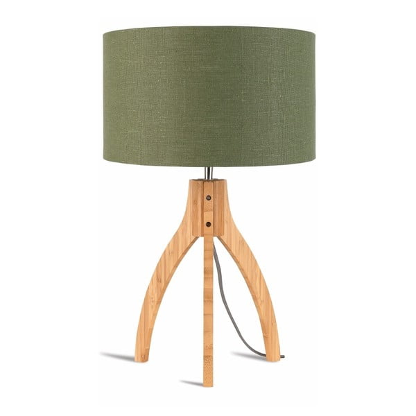 Lampada da tavolo con paralume verde e struttura in bambù Annapurna - Good&Mojo