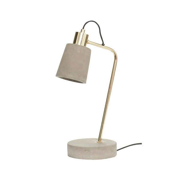 Betonová stolní lampa s mosaznou konstrukcí Hübsch Radulf