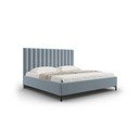 Letto matrimoniale imbottito azzurro con contenitore con griglia 200x200 cm Casey - Mazzini Beds