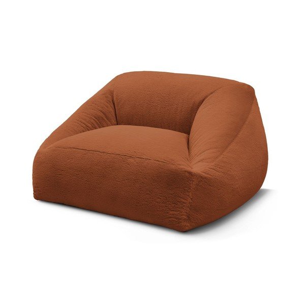 Puof a sacco arancione con rivestimento in pelliccia sintetica Lilibet – Bobochic Paris