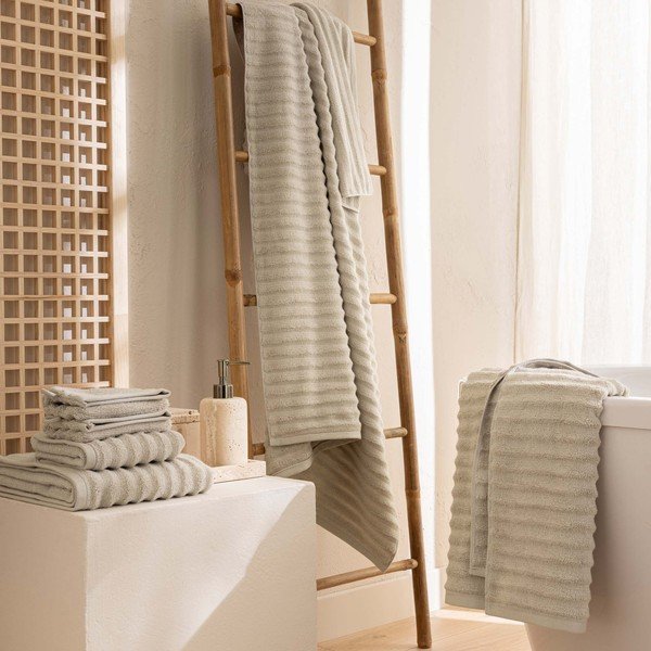 Asciugamano tipo terry beige in cotone 30x50 cm Maya – douceur d'intérieur-image-1