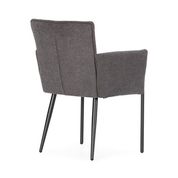 Sedia da pranzo grigio scuro imbottito con braccioli Vesta – MOME-image-3
