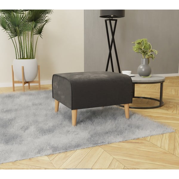 Pouf in velluto grigio scuro Carole - Ropez-image-2