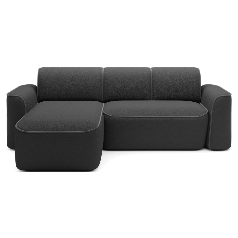 Divano angolare grigio scuro reclinabile (con penisola a sinistra/con chaise lounge) con rivestimento in bouclé Ume – ELTAP | Divani ad angolo