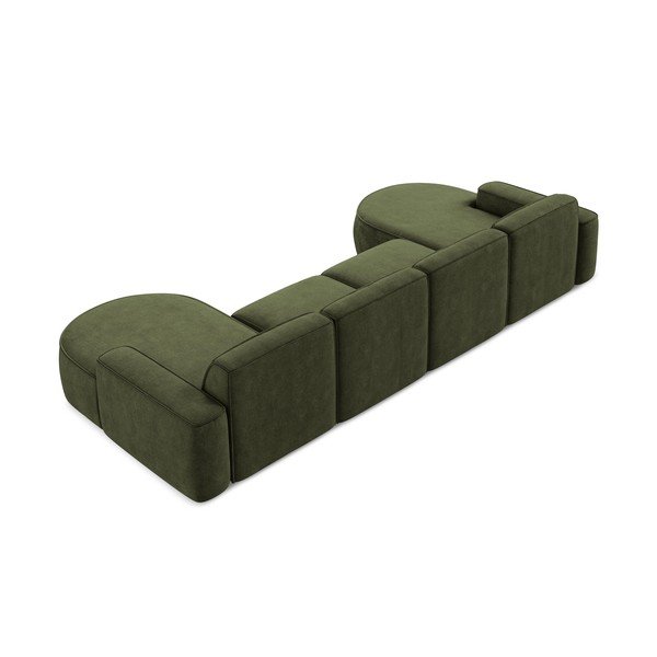 Divano angolare verde (a U) con rivestimento in ciniglia Omao – Makamii-image-3