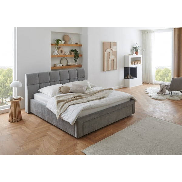 Letto matrimoniale imbottito grigio rete non inclusa 180x200 cm Canyon – Meise Möbel-image-2