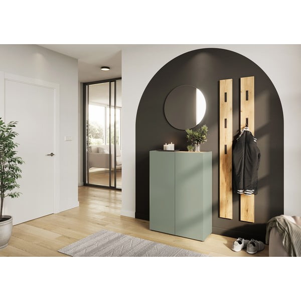 Set di mobili da ingresso verde chiaro con effetto rovere 74x200x33 cm Alviano – Germania-image-1