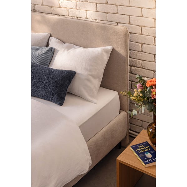 Letto matrimoniale imbottito beige con rete inclusa 160x200 cm Noira Slim – Bonami Selection-image-3