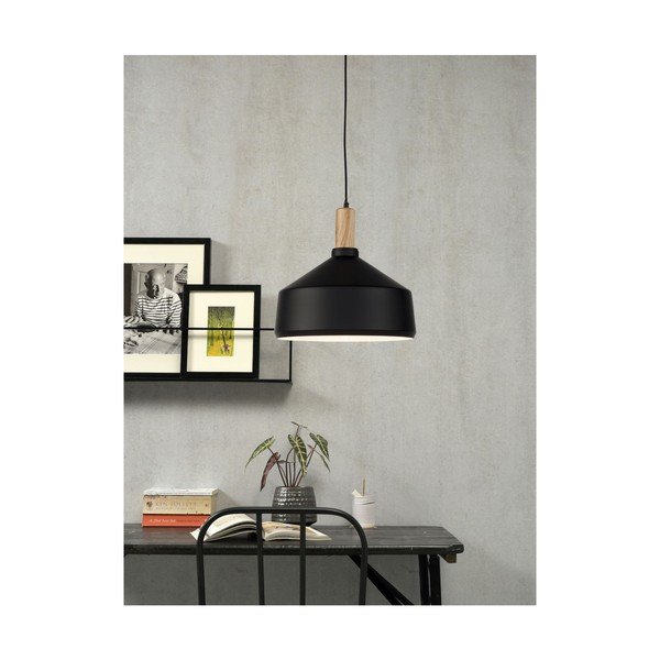 Lampada a sospensione con paralume in metallo nero e naturale ø 35 cm Melbourne - it's about RoMi-image-2