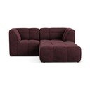 Divano angolare burgundy (con penisola a destra/con chaise lounge) con rivestimento in velluto Aloha – Makamii