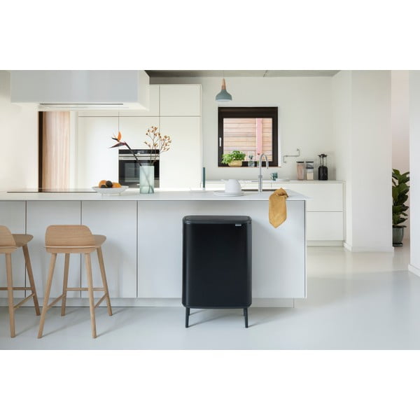 Bidone in acciaio nero opaco touch 60 l Bo Touch Bin Hi - Brabantia-image-1