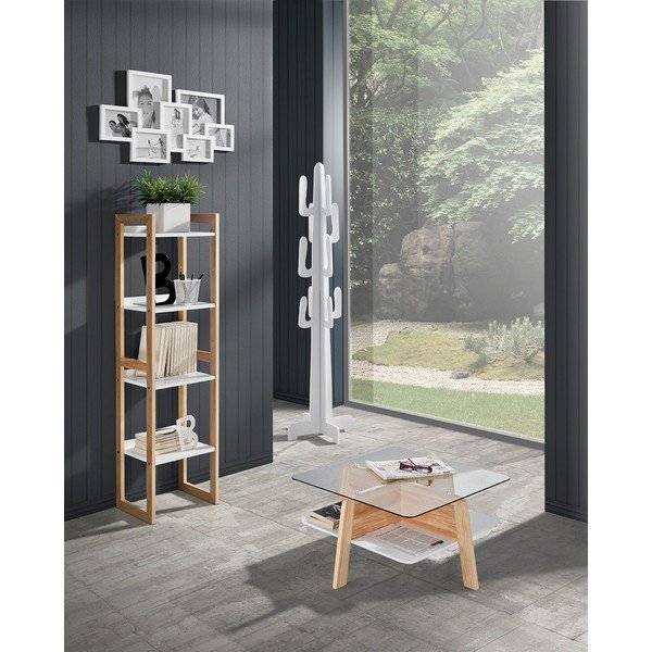 Tavolino con piano in vetro in colore naturale 60x60 cm Varm - Tomasucci-image-1