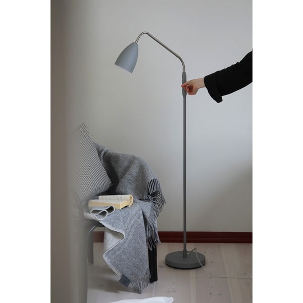 Lampada da terra LED grigia con paralume in metallo e intensità regolabile (altezza totale 140 cm) Patro – Markslöjd-image-1