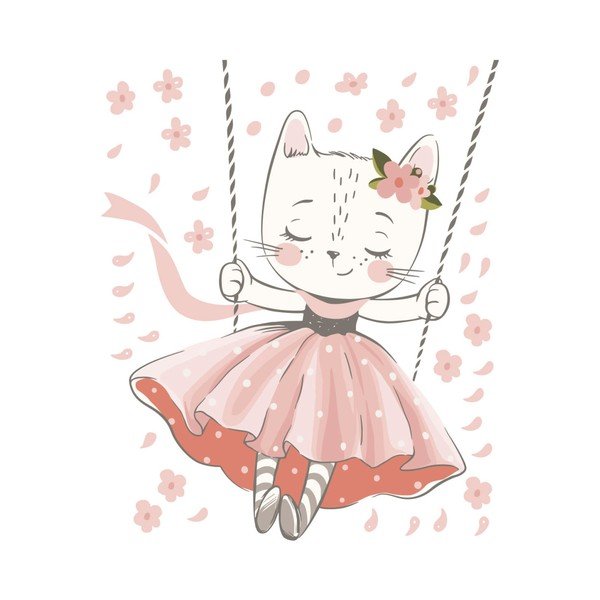 Set di 2 adesivi murali e 4 gessetti Gatto ballerino e lavagna - Ambiance