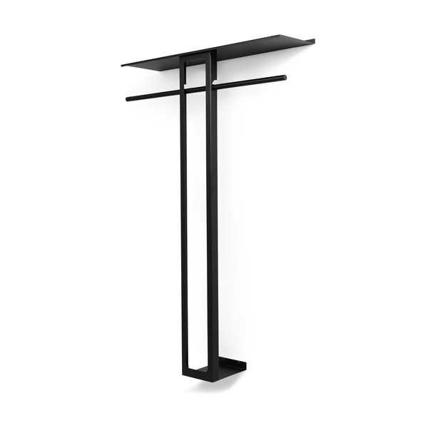 Attaccapanni da parete nero in acciaio con scaffale 100 cm Luno Large – Spinder Design